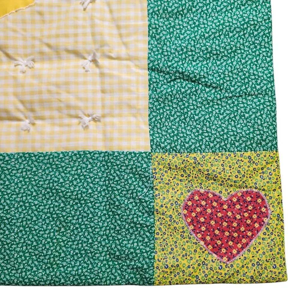 Vintage Handmade Patchwork Jack In the Box Clown Crib Gingham Floral Quilt
